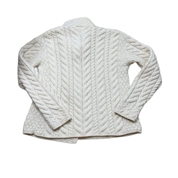 Aran Woollen Mills Super Soft Merino 3 Button Sweater Ivory Medium - Picture 4 of 9